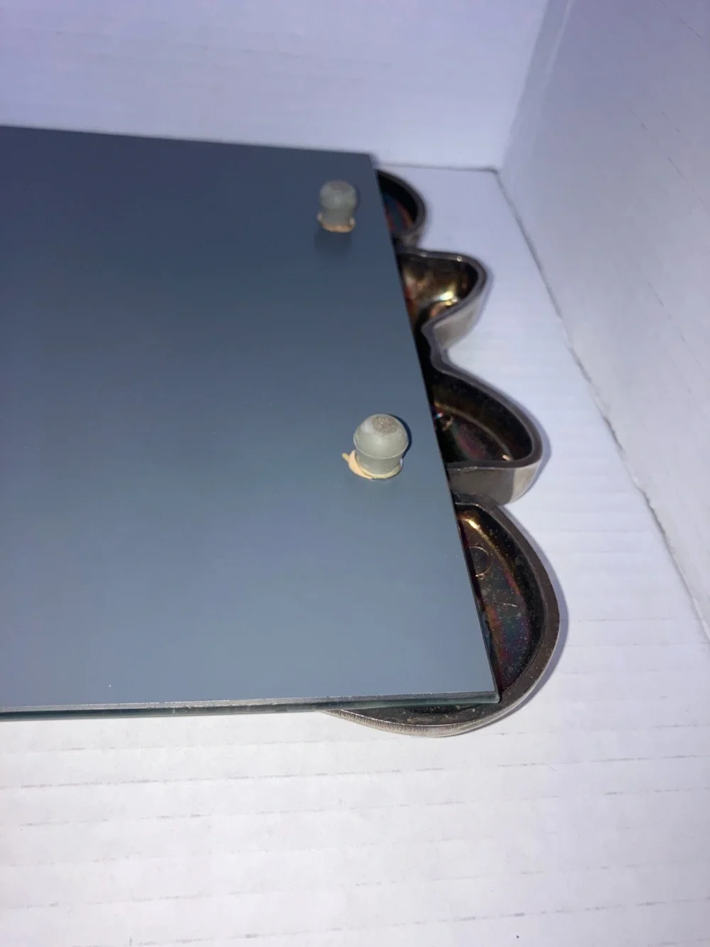 Vintage Godinger Silver Bow Mirror Vanity Tray‎ 8x16 Inches